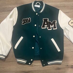 H&M Green and White Varsity Jacket